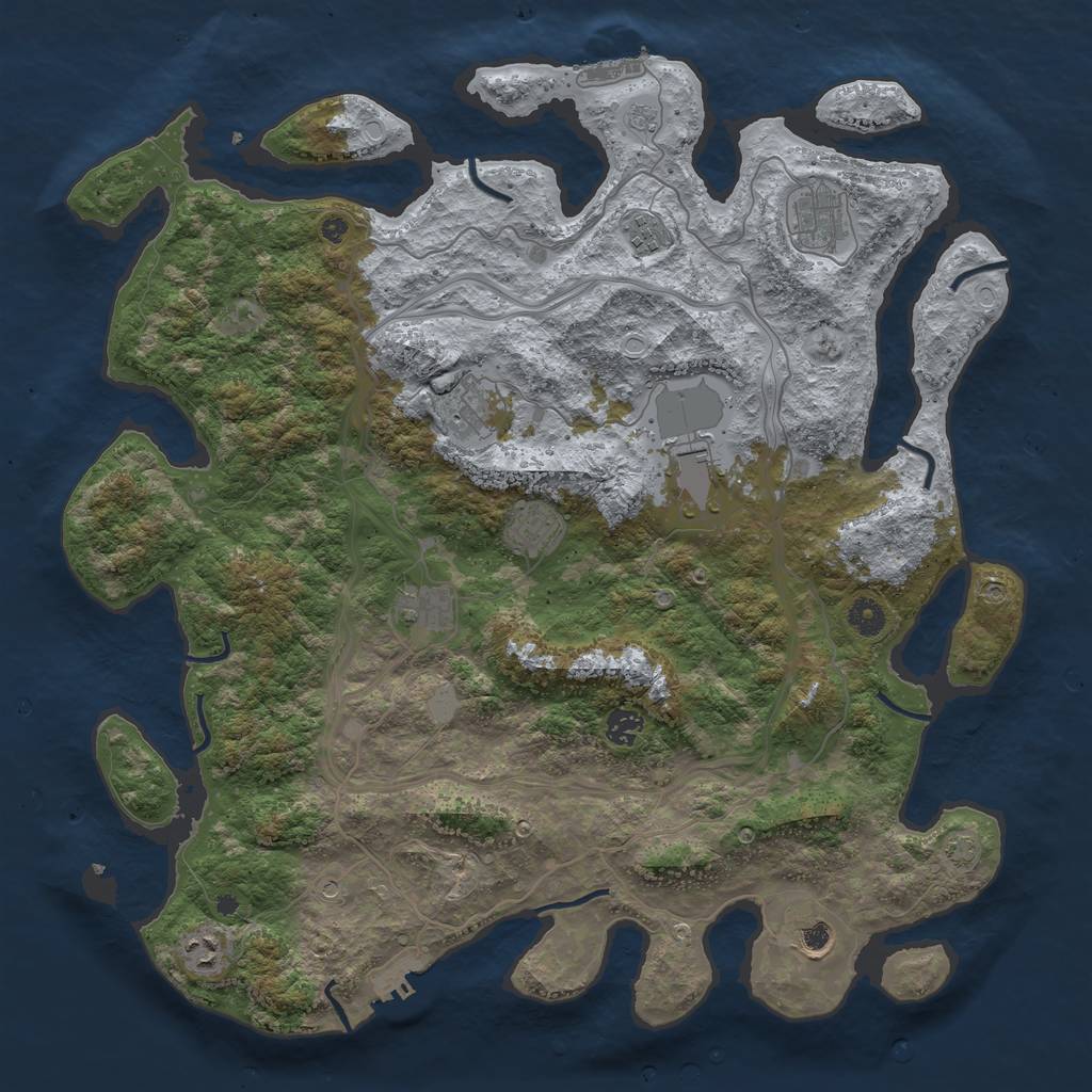 Rust Map: Procedural Map, Size: 4369, Seed: 3823, 17 Monuments