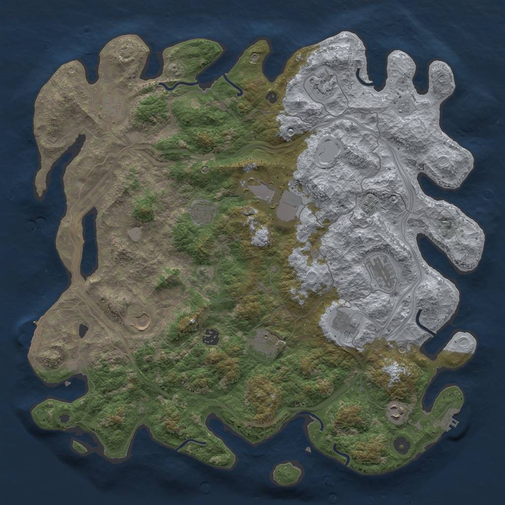 Rust Map: Procedural Map, Size: 4500, Seed: 1574272505, 19 Monuments