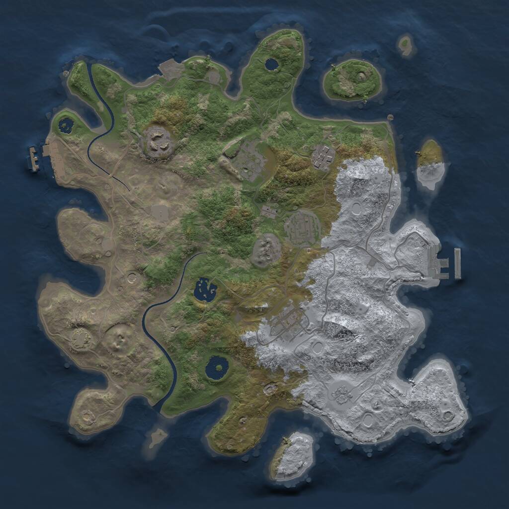 Rust Map: Procedural Map, Size: 3300, Seed: 674936839, 12 Monuments