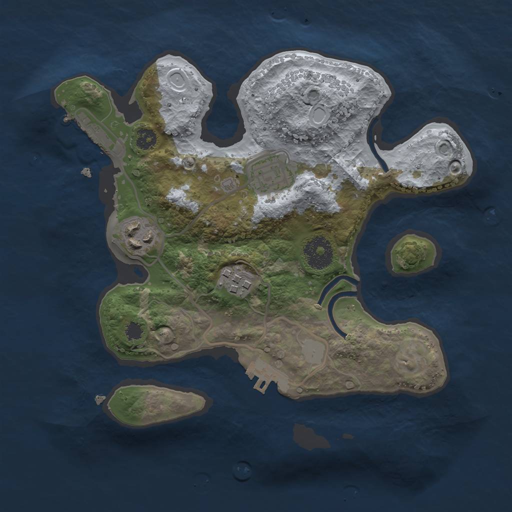 Rust Map: Procedural Map, Size: 2500, Seed: 1617124774, 8 Monuments