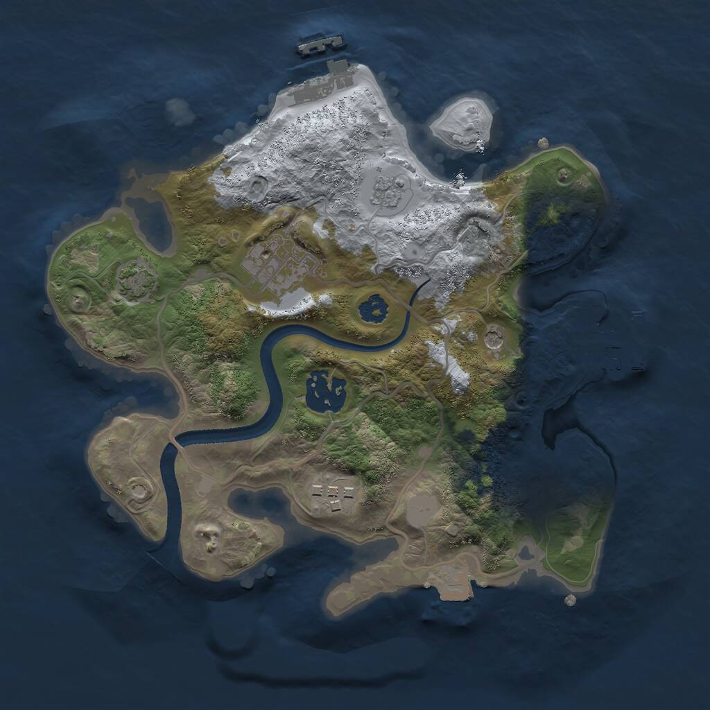 Rust Map: Procedural Map, Size: 2500, Seed: 12235, 9 Monuments