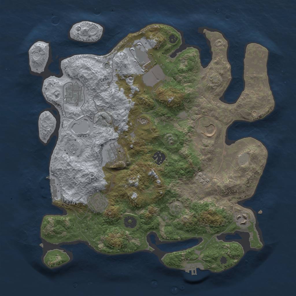 Rust Map: Procedural Map, Size: 3500, Seed: 604723164, 16 Monuments