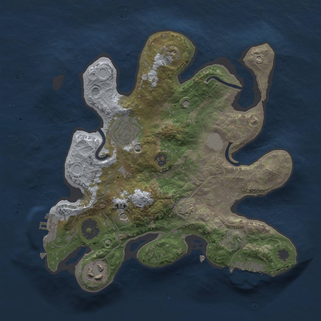 Rust Map: Procedural Map, Size: 2500, Seed: 68667, 9 Monuments