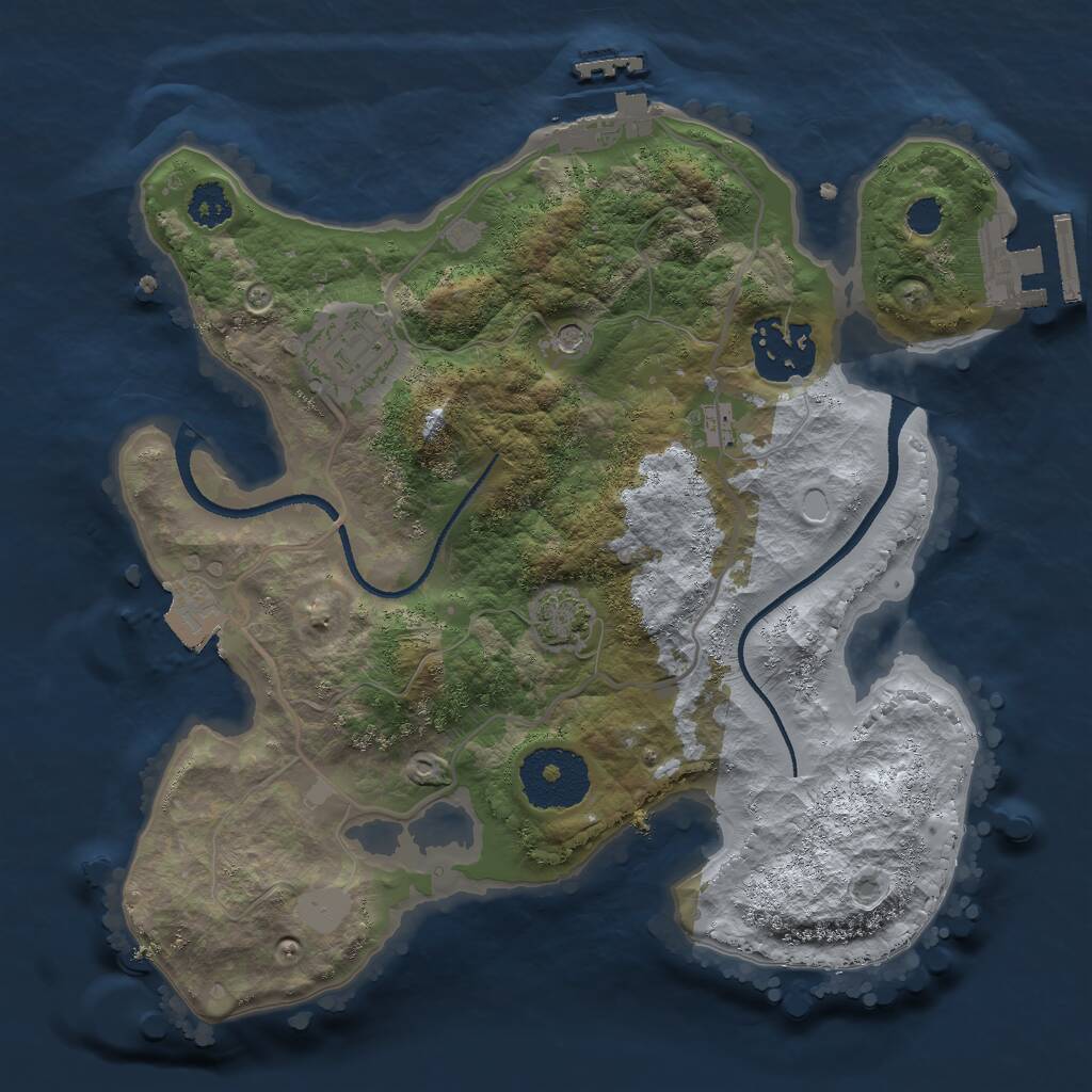 Rust Map: Procedural Map, Size: 2500, Seed: 717179823, 7 Monuments