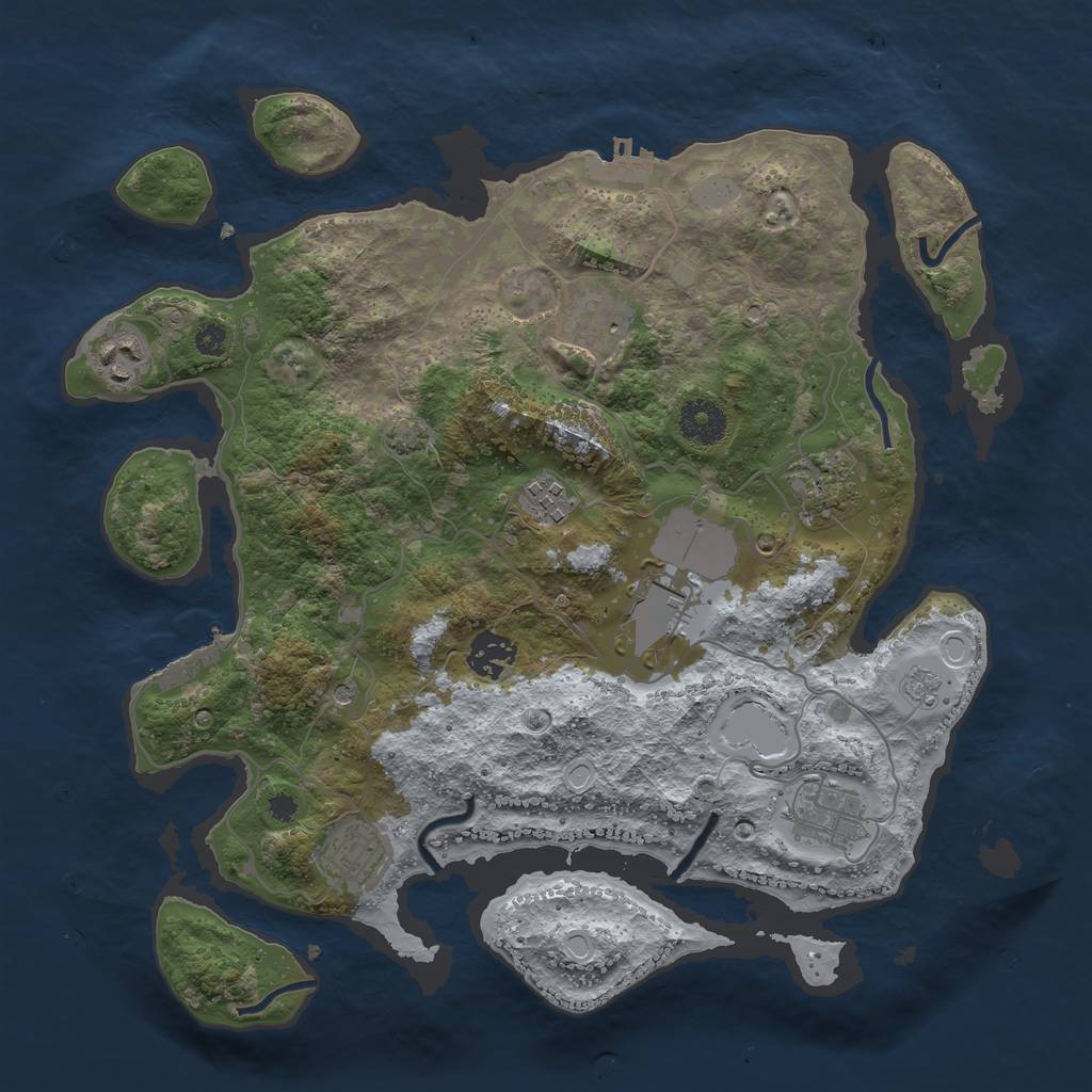 Rust Map: Procedural Map, Size: 3500, Seed: 419562803, 16 Monuments