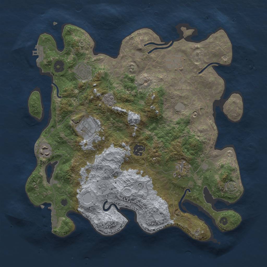 Rust Map: Procedural Map, Size: 3450, Seed: 4544109, 15 Monuments