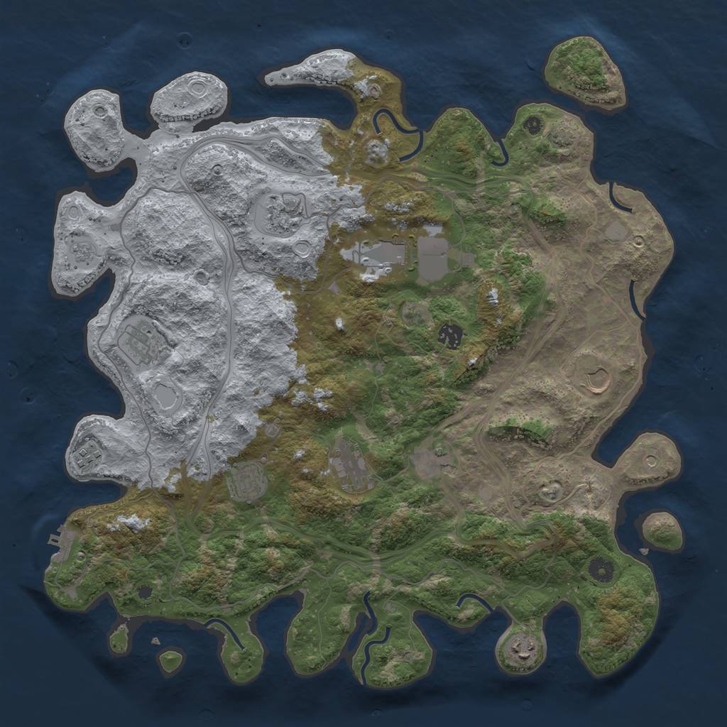 Rust Map: Procedural Map, Size: 4300, Seed: 57988123, 17 Monuments