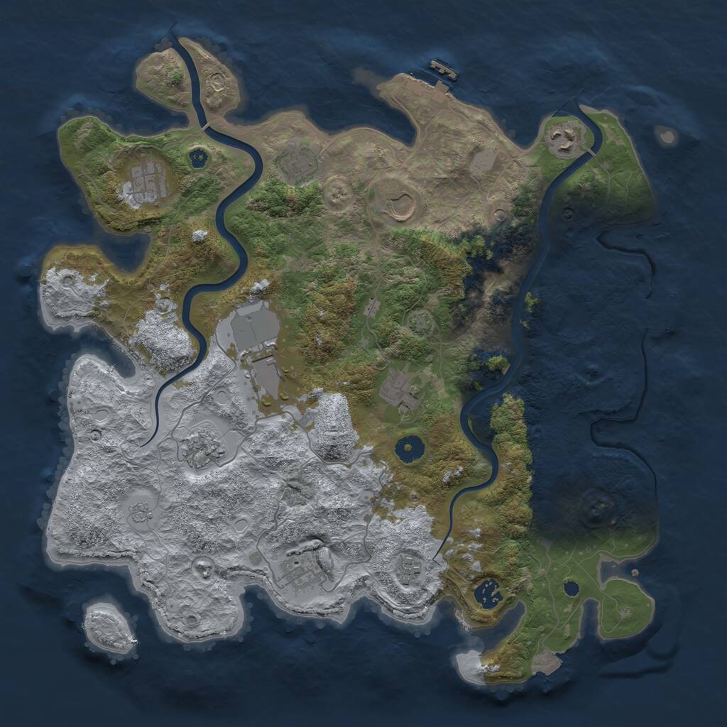 Rust Map: Procedural Map, Size: 3950, Seed: 63723115, 16 Monuments