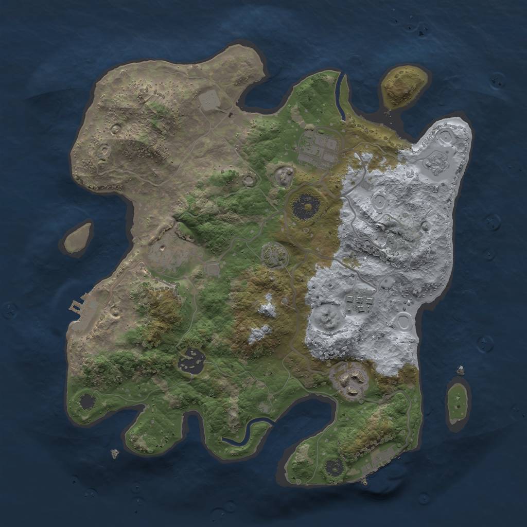 Rust Map: Procedural Map, Size: 3000, Seed: 1256126, 12 Monuments