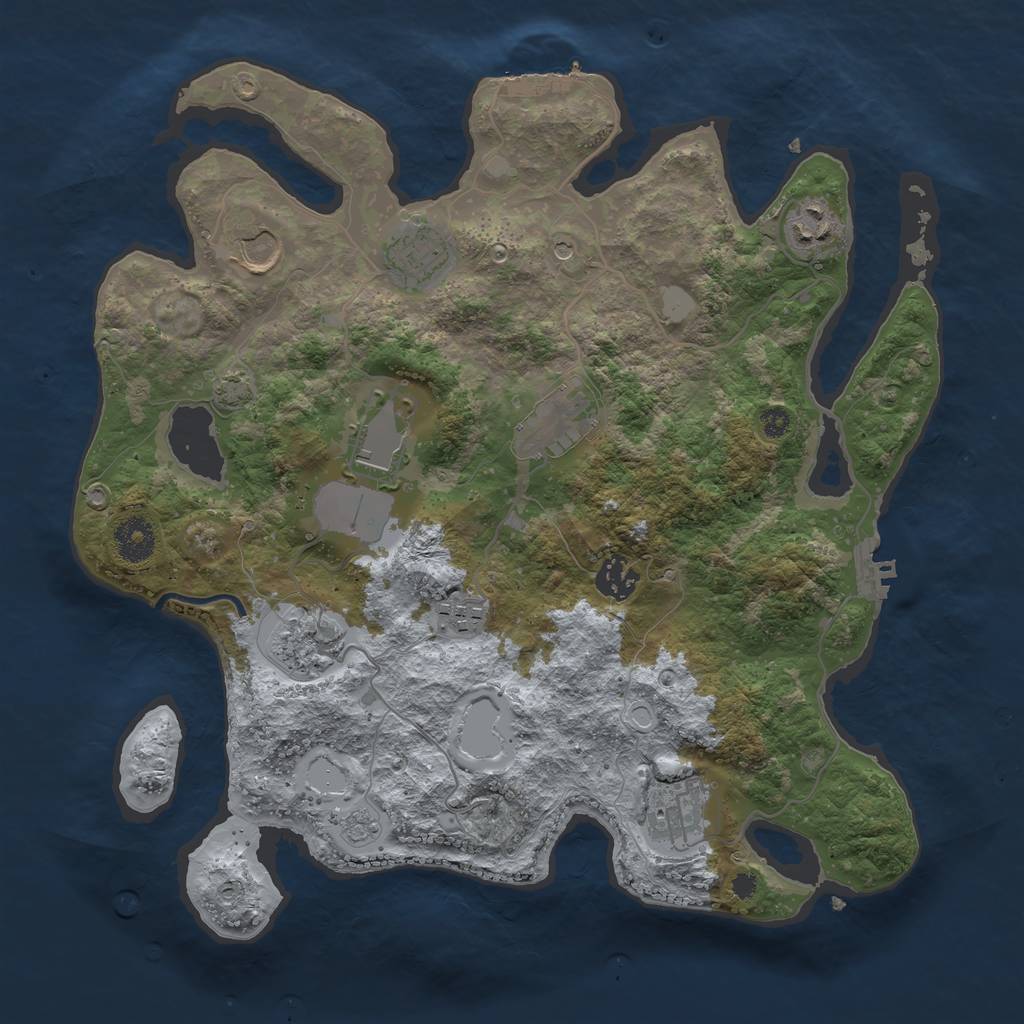 Rust Map: Procedural Map, Size: 3550, Seed: 7061156, 17 Monuments