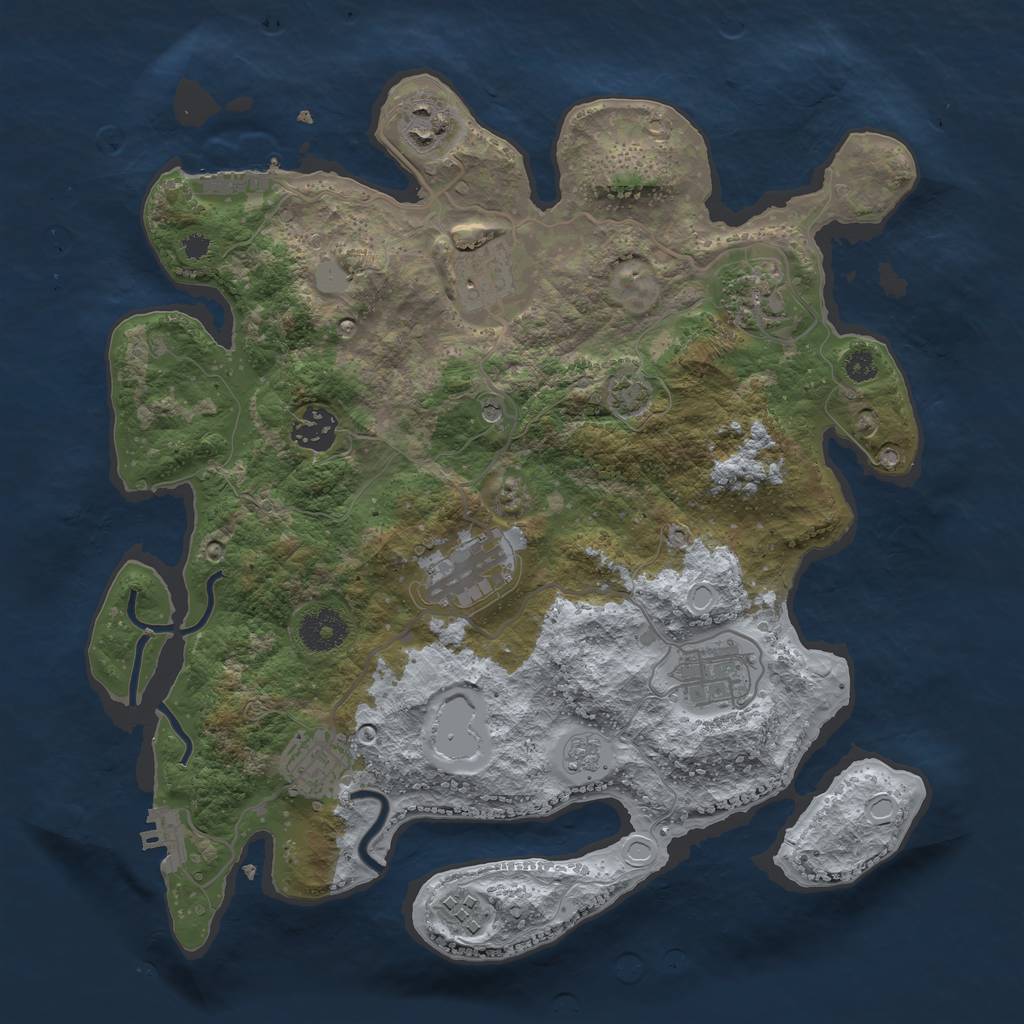 Rust Map: Procedural Map, Size: 3400, Seed: 24523005, 16 Monuments