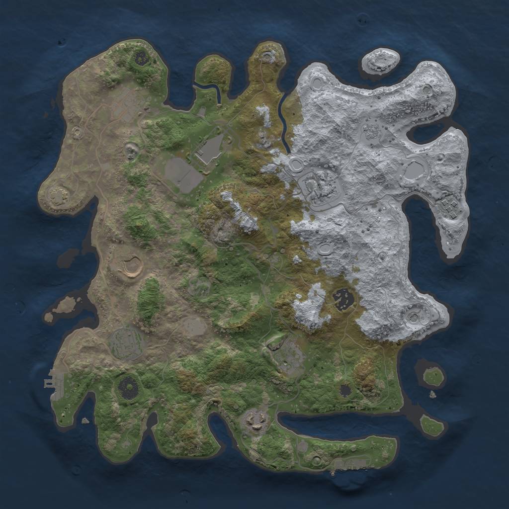 Rust Map: Procedural Map, Size: 3600, Seed: 34759361, 17 Monuments