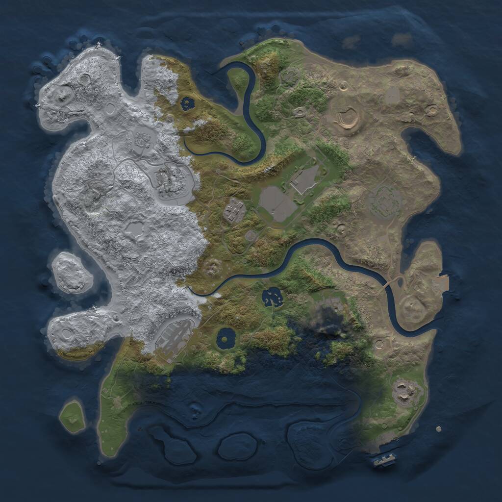 Rust Map: Procedural Map, Size: 3600, Seed: 53453255, 14 Monuments