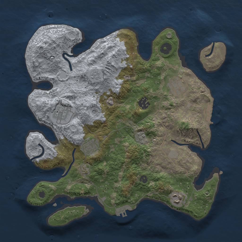 Rust Map: Procedural Map, Size: 3200, Seed: 664622973, 13 Monuments
