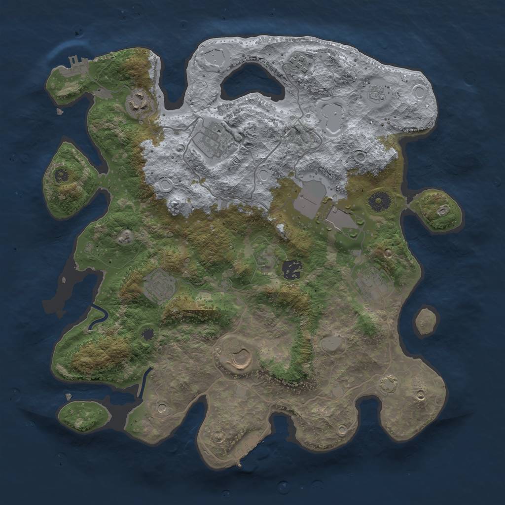 Rust Map: Procedural Map, Size: 3650, Seed: 75000472, 16 Monuments