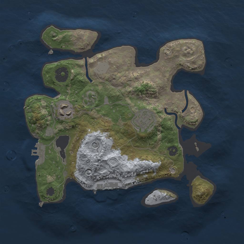 Rust Map: Procedural Map, Size: 2500, Seed: 2457340, 8 Monuments
