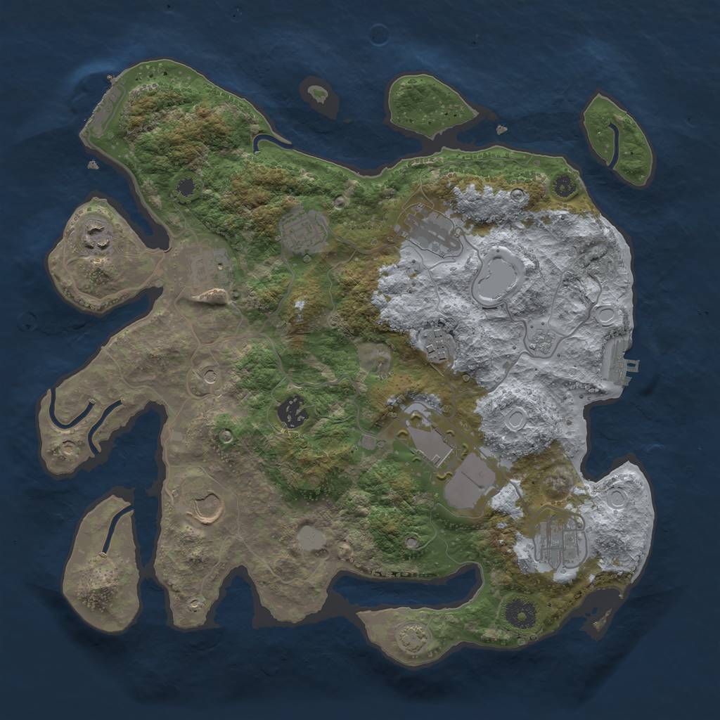 Rust Map: Procedural Map, Size: 3500, Seed: 1043444947, 17 Monuments