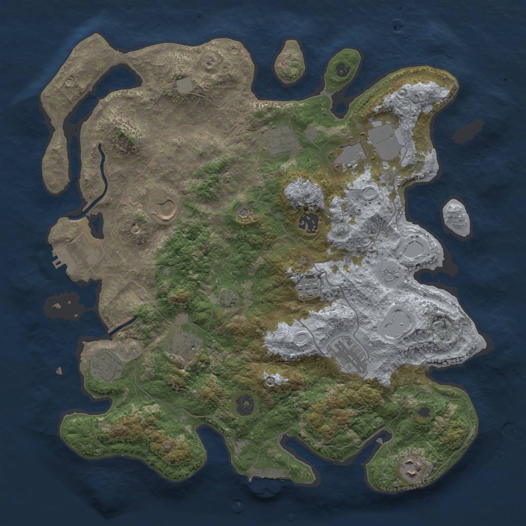 Rust Map: Procedural Map, Size: 3850, Seed: 97078626, 17 Monuments