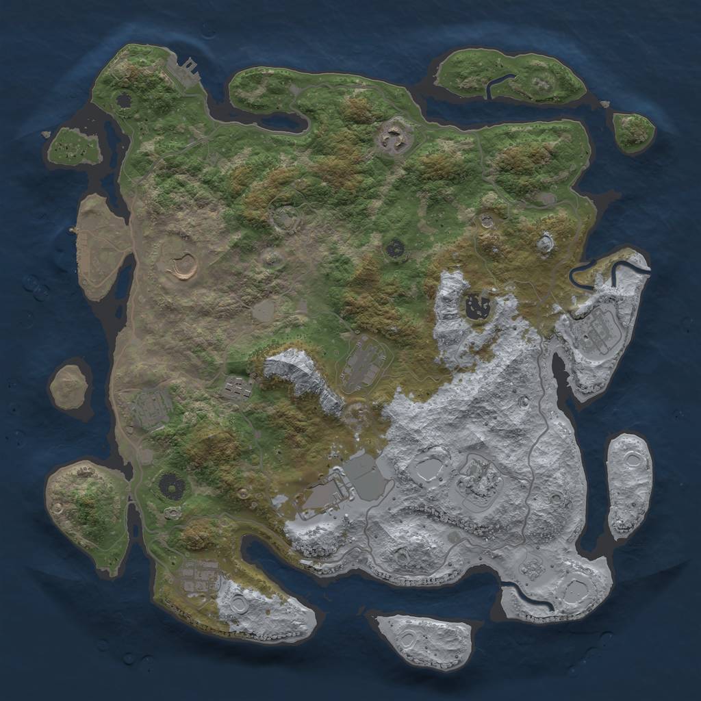 Rust Map: Procedural Map, Size: 4000, Seed: 45144040, 18 Monuments