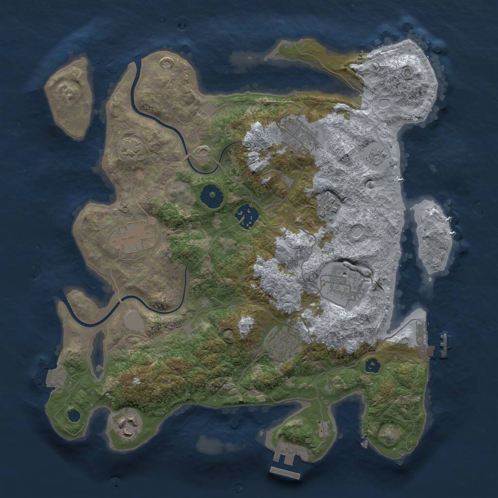 Rust Map: Procedural Map, Size: 3300, Seed: 8827, 12 Monuments