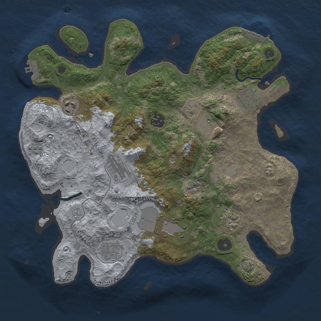 Rust Map: Procedural Map, Size: 3500, Seed: 579687944, 17 Monuments