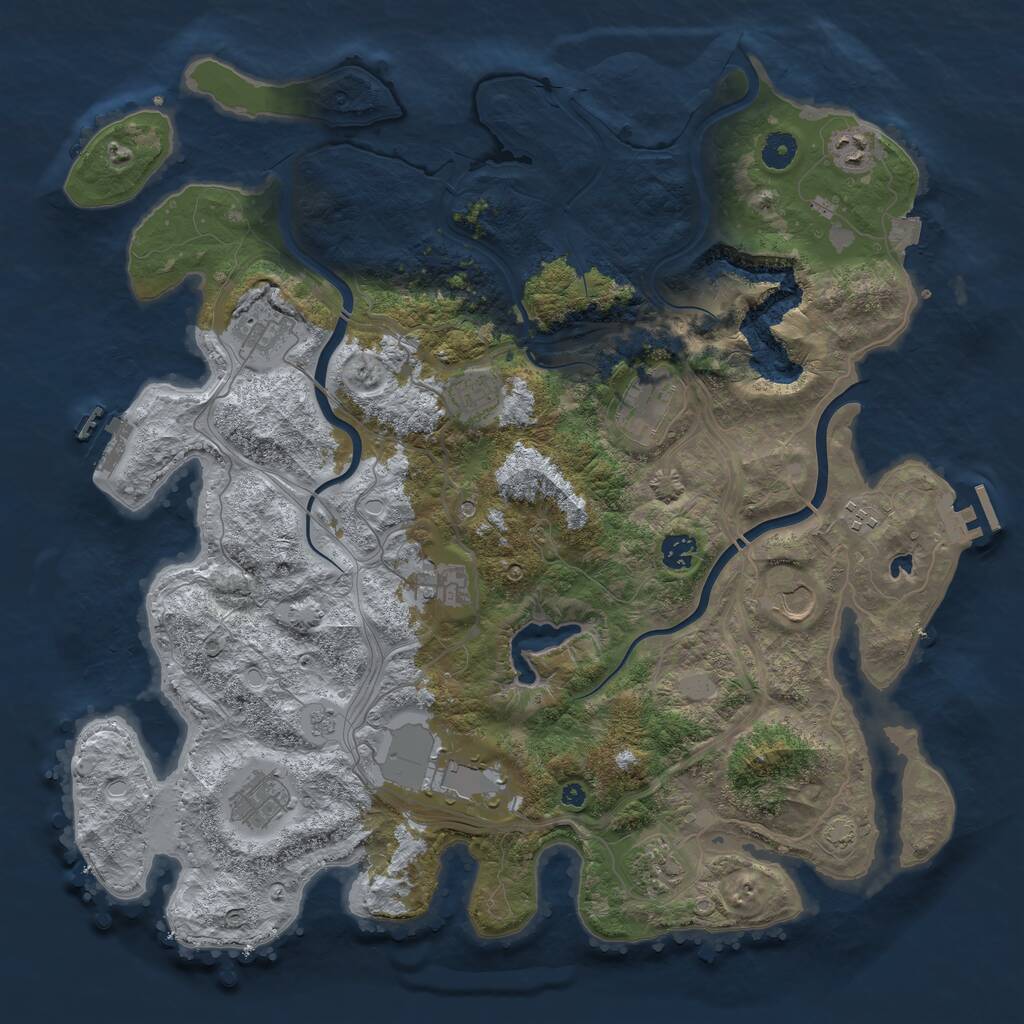 Rust Map: Procedural Map, Size: 4300, Seed: 37095772, 17 Monuments