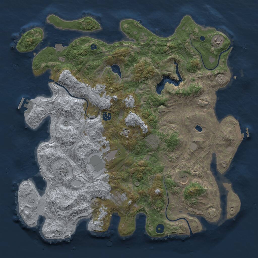 Rust Map: Procedural Map, Size: 4300, Seed: 37095772, 14 Monuments