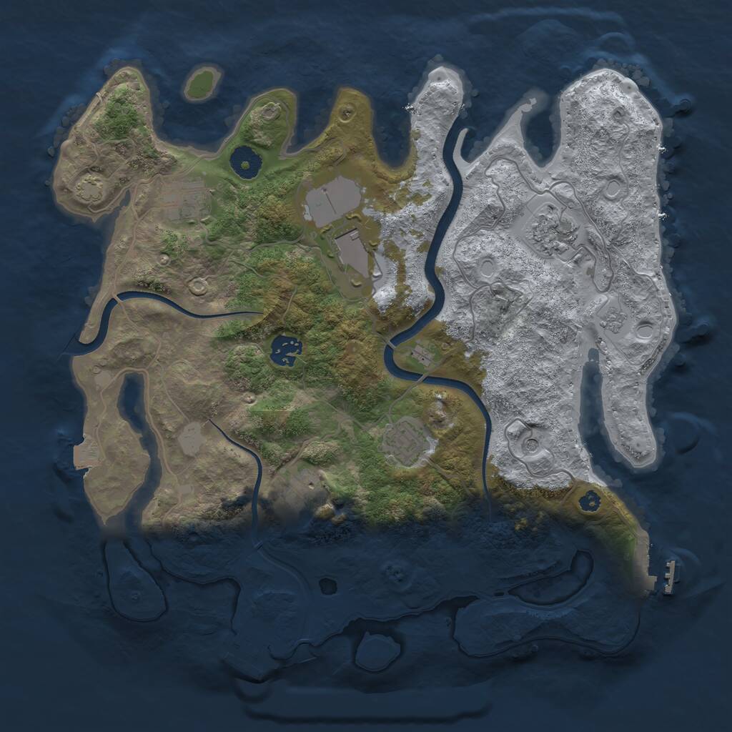 Rust Map: Procedural Map, Size: 3500, Seed: 8998877, 12 Monuments