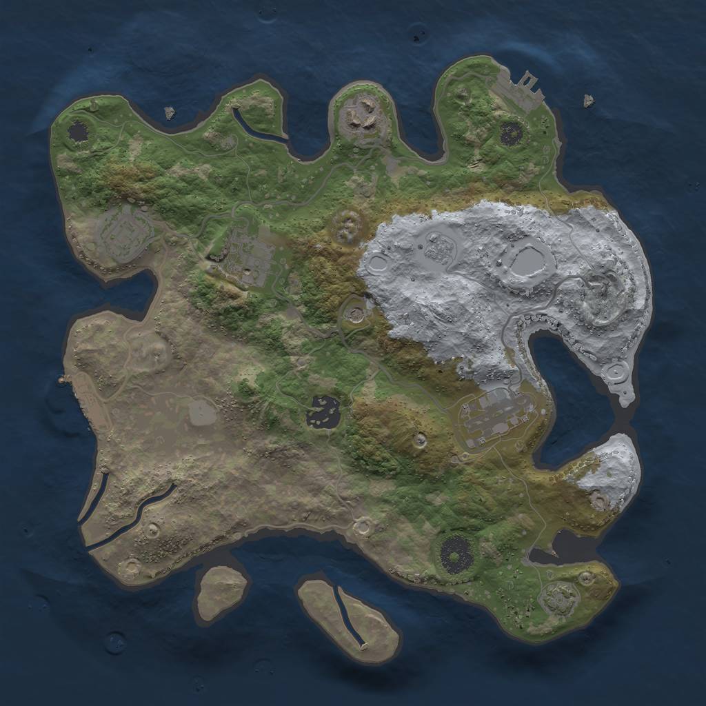 Rust Map: Procedural Map, Size: 3000, Seed: 1965772468, 13 Monuments