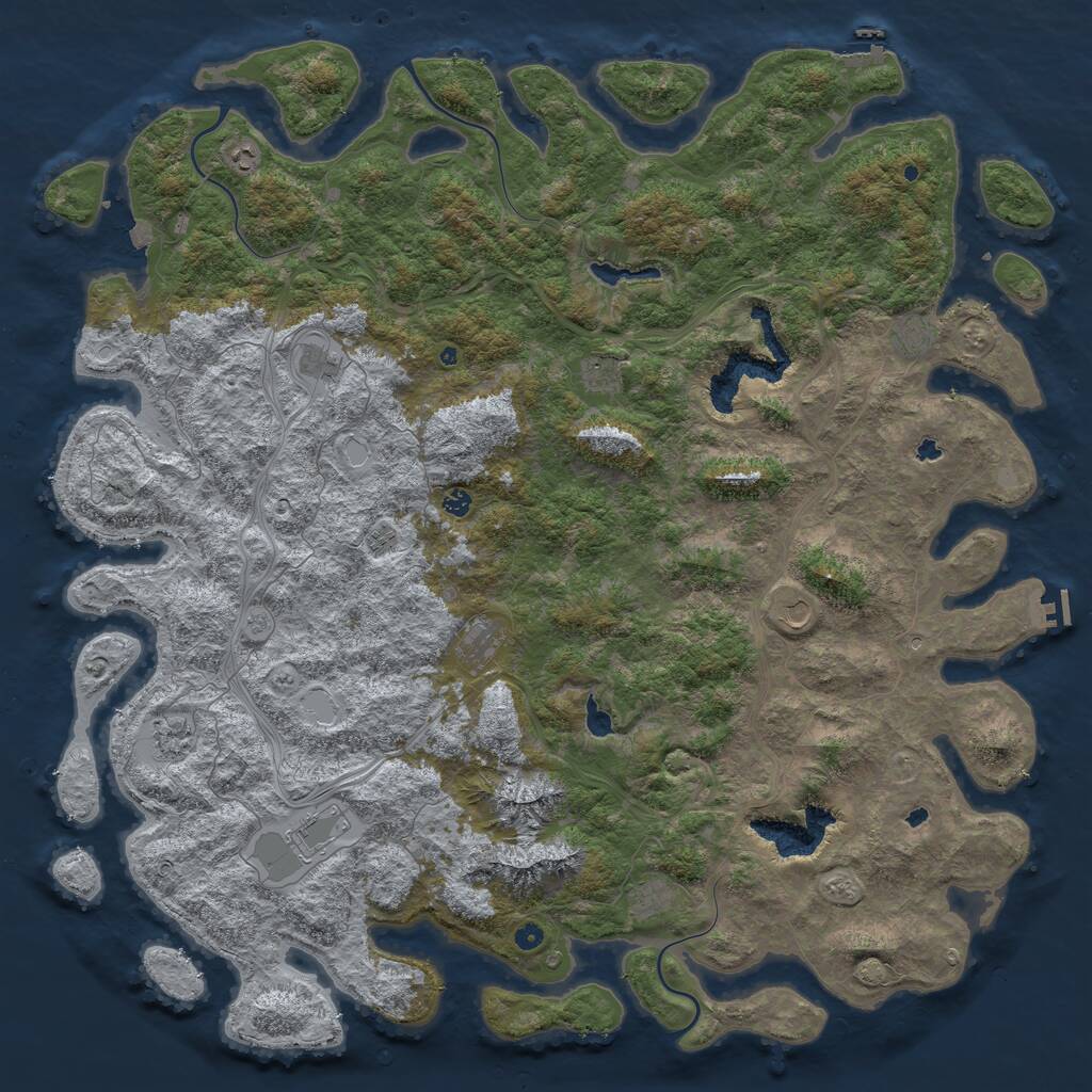 Rust Map: Procedural Map, Size: 6000, Seed: 67266319, 17 Monuments