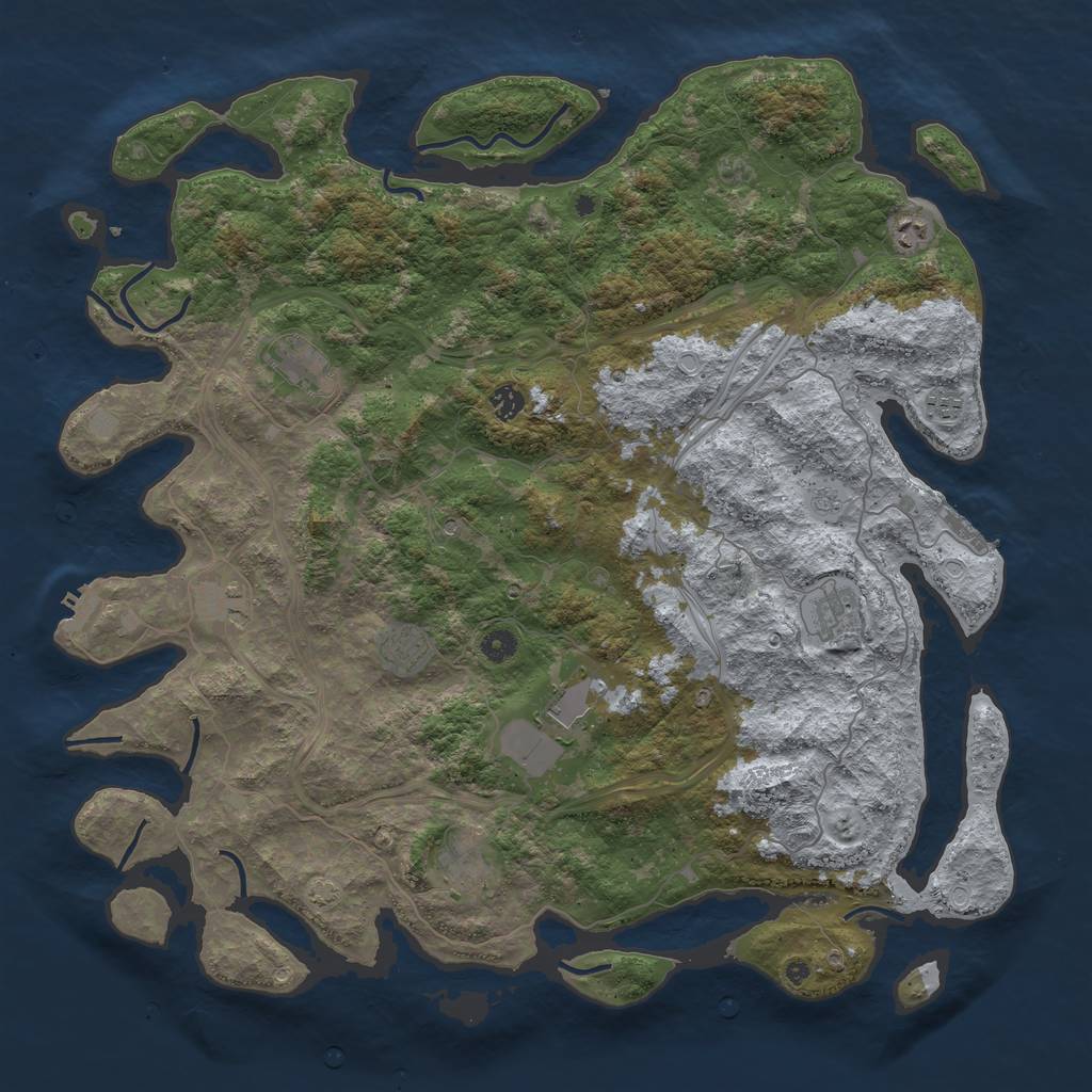 Rust Map: Procedural Map, Size: 4800, Seed: 684513066, 17 Monuments
