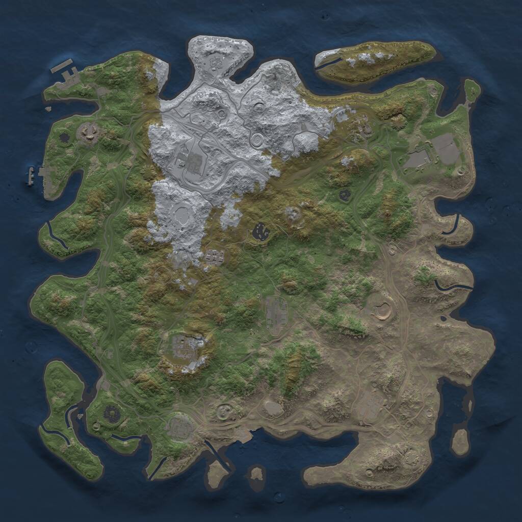 Rust Map: Procedural Map, Size: 4500, Seed: 439311089, 17 Monuments