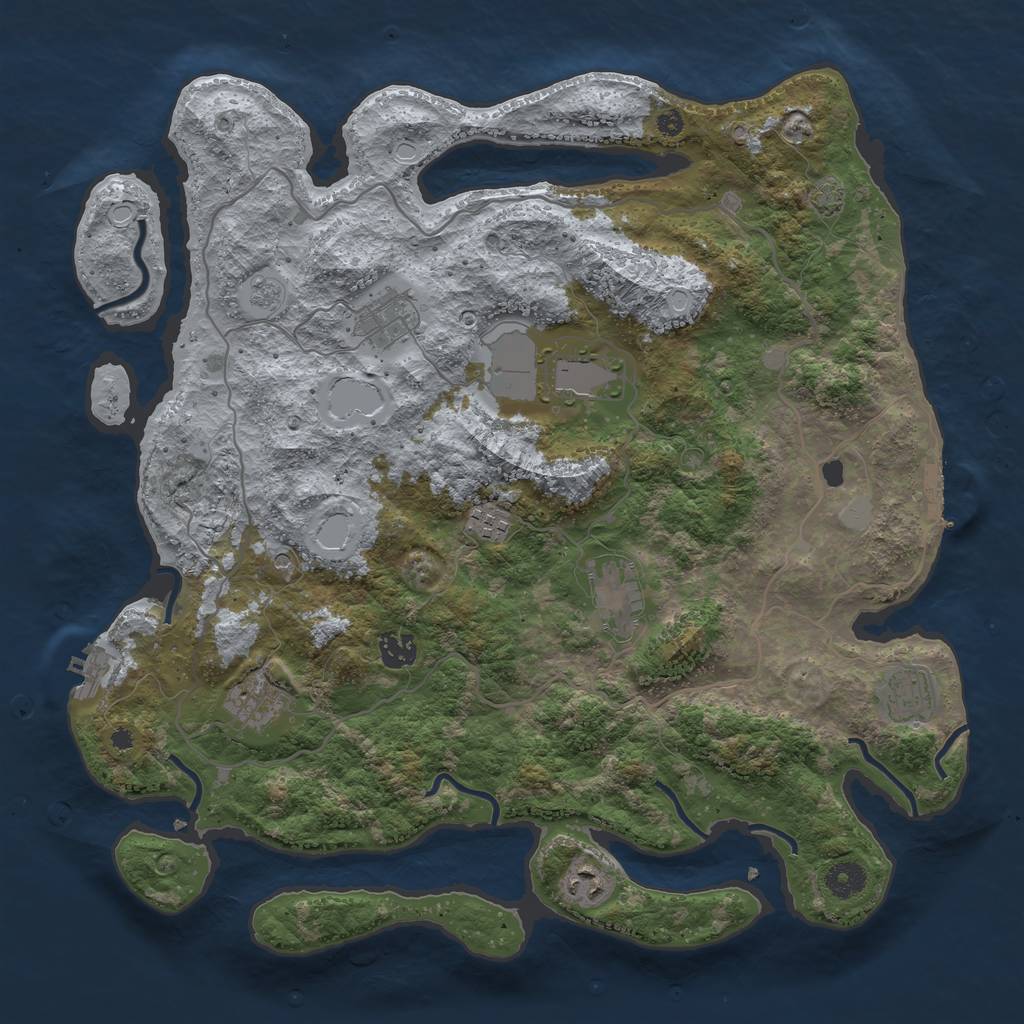 Rust Map: Procedural Map, Size: 4000, Seed: 47267157, 16 Monuments