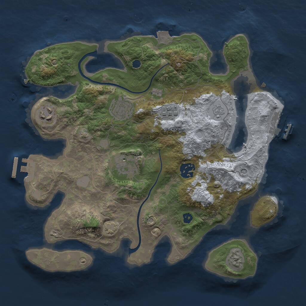 Rust Map: Procedural Map, Size: 3000, Seed: 599397078, 11 Monuments