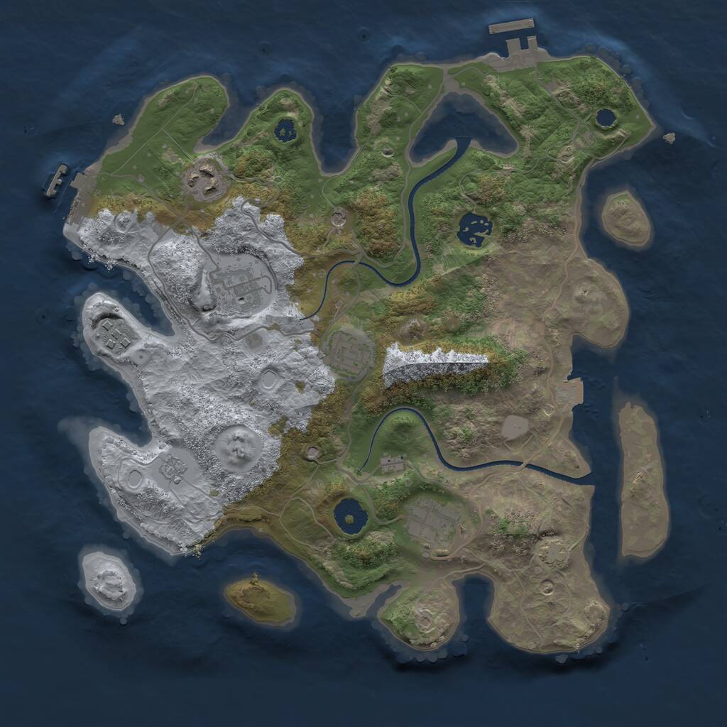 Rust Map: Procedural Map, Size: 3250, Seed: 1086326397, 12 Monuments