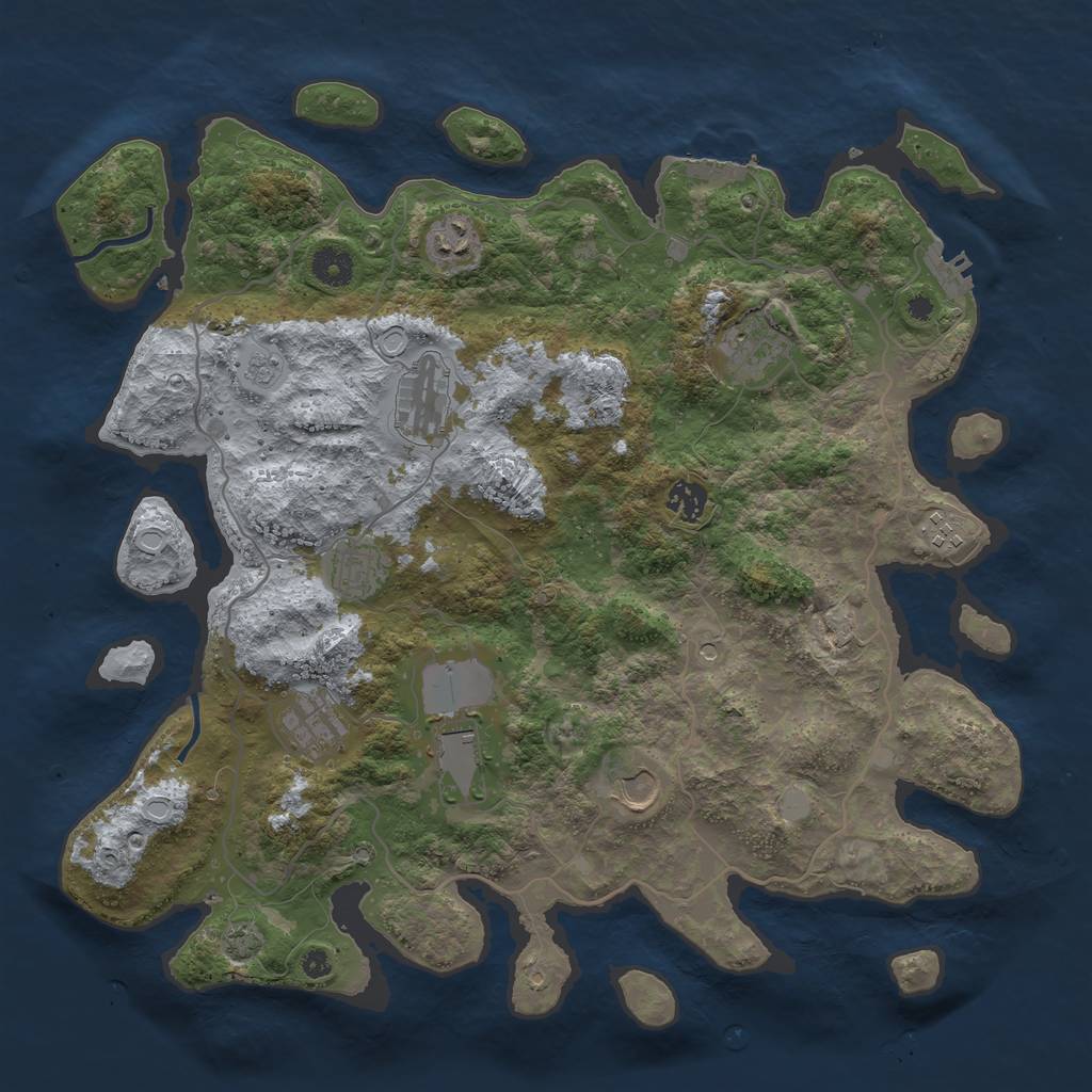 Rust Map: Procedural Map, Size: 4000, Seed: 1046818350, 17 Monuments