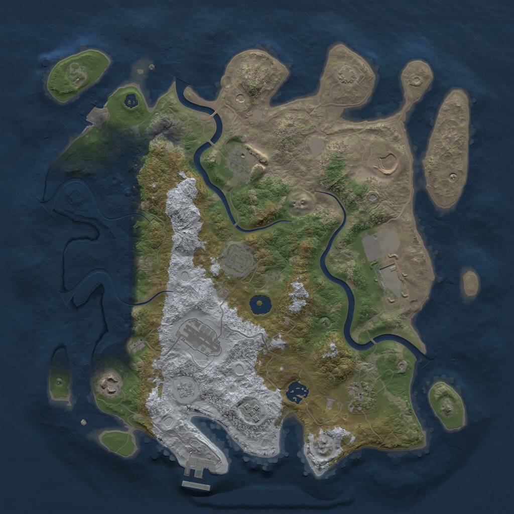 Rust Map: Procedural Map, Size: 3700, Seed: 29818873, 14 Monuments