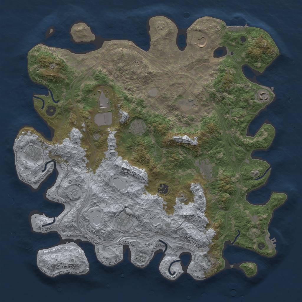 Rust Map: Procedural Map, Size: 4400, Seed: 907066, 18 Monuments