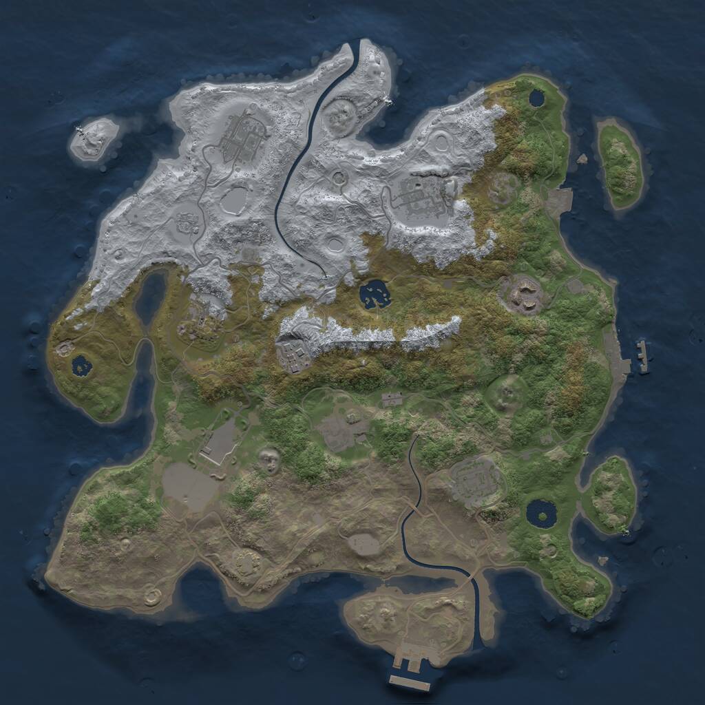 Rust Map: Procedural Map, Size: 3500, Seed: 68501445, 15 Monuments