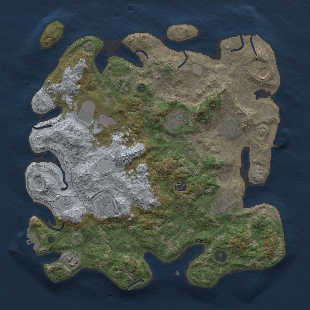 Rust Map: Procedural Map, Size: 3850, Seed: 20363934, 18 Monuments