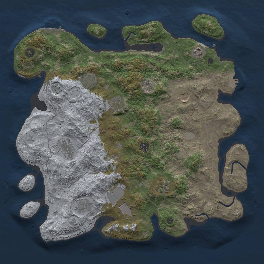 Rust Map: Procedural Map, Size: 4000, Seed: 376865342, 18 Monuments