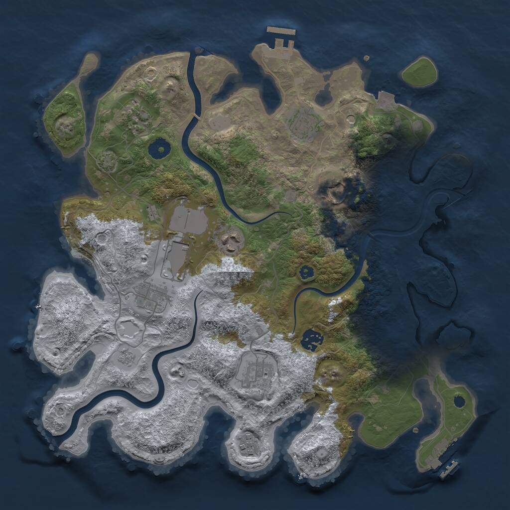 Rust Map: Procedural Map, Size: 3600, Seed: 11369165, 15 Monuments