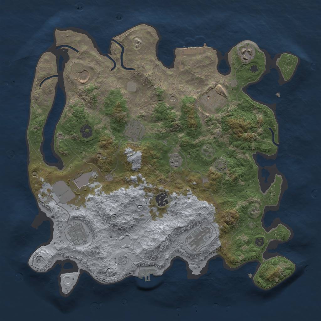 Rust Map: Procedural Map, Size: 3650, Seed: 68803000, 17 Monuments