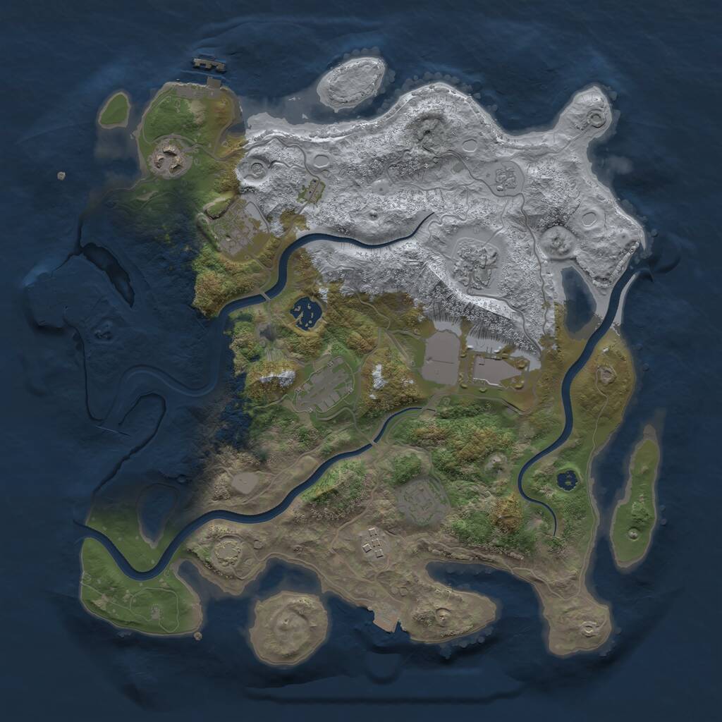 Rust Map: Procedural Map, Size: 3600, Seed: 7000, 14 Monuments