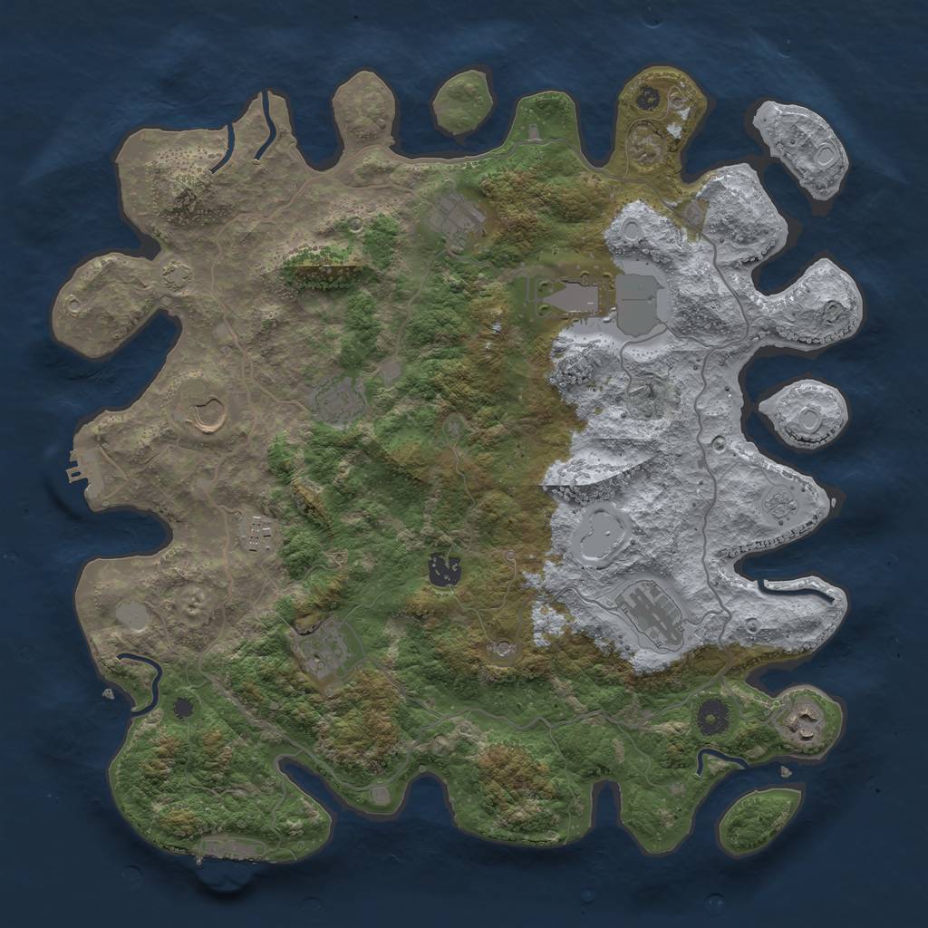 Rust Map: Procedural Map, Size: 4000, Seed: 1304091819, 17 Monuments