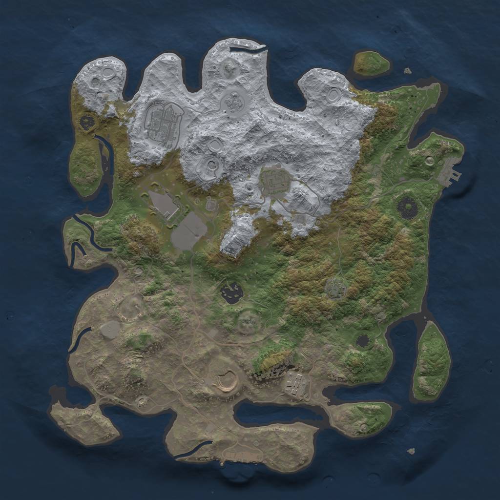 Rust Map: Procedural Map, Size: 3500, Seed: 893592, 14 Monuments