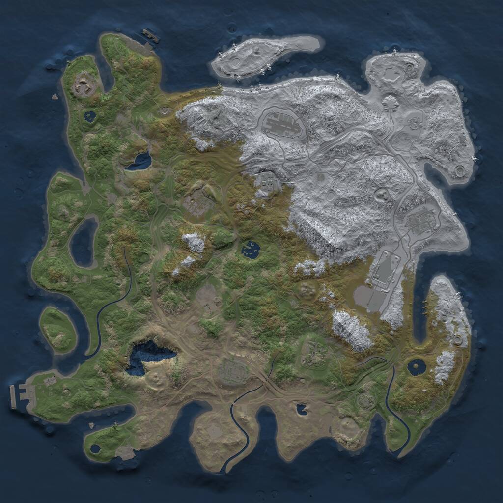 Rust Map: Procedural Map, Size: 4300, Seed: 42339547, 16 Monuments