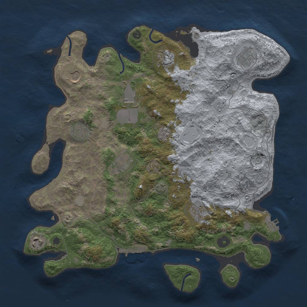 Rust Map: Procedural Map, Size: 3750, Seed: 27253936, 17 Monuments