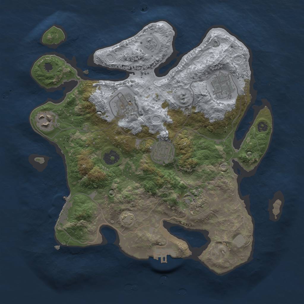 Rust Map: Procedural Map, Size: 3000, Seed: 14379, 12 Monuments