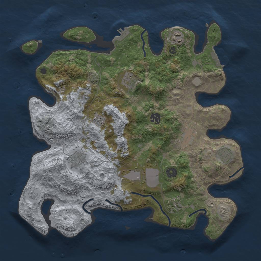 Rust Map: Procedural Map, Size: 3600, Seed: 23667155, 17 Monuments